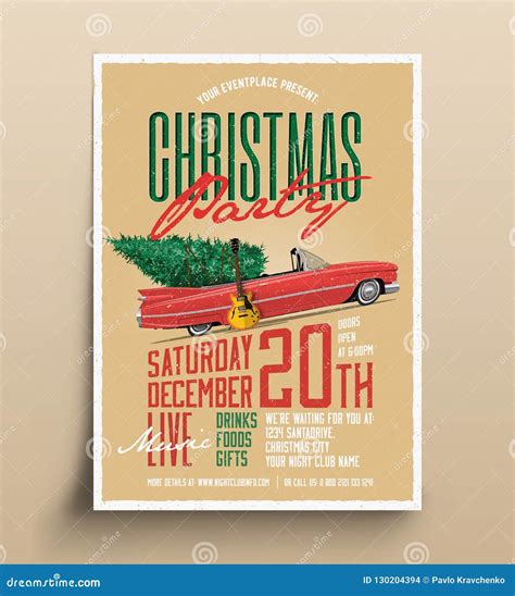 Vintage Styled Christmas Party Poster Flyer Template Vector