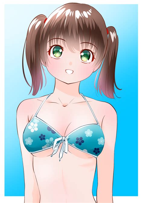 Yamanaka Kouji Yanchiki Original Girl Bikini Blue Background Blue Bikini Border