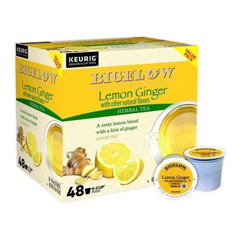 Bigelow Classic Lemon Ginger Tea Keurig K Cup Pods 48 Count Mrorganic