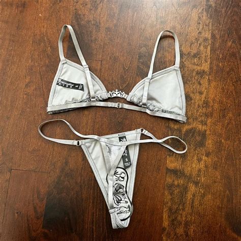Dolls Kill Grey Sequin Bikini Set Size S Never Worn Depop