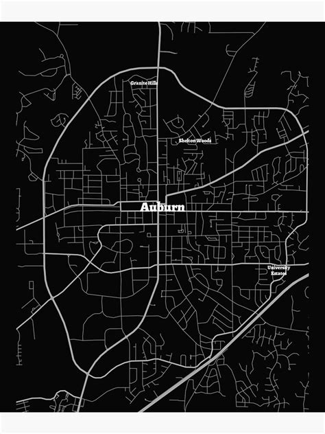 Póster Mapa De Auburn Alabama Mapa De Auburn Alabama Mapa Moderno De