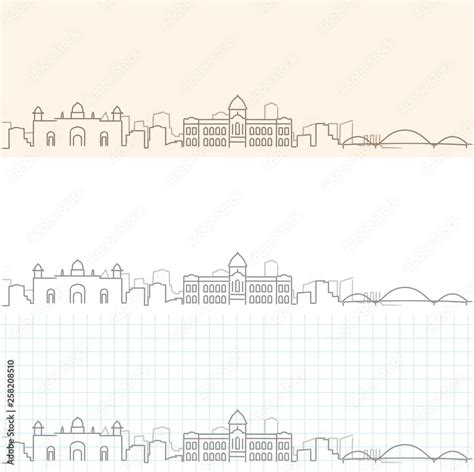 Dhaka Hand Drawn Skyline Stock Vector | Adobe Stock