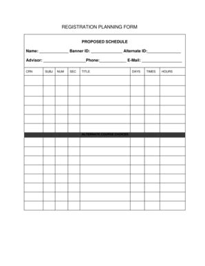 Fillable Online Providence REGISTRATION PLANNING FORM Providence Fax