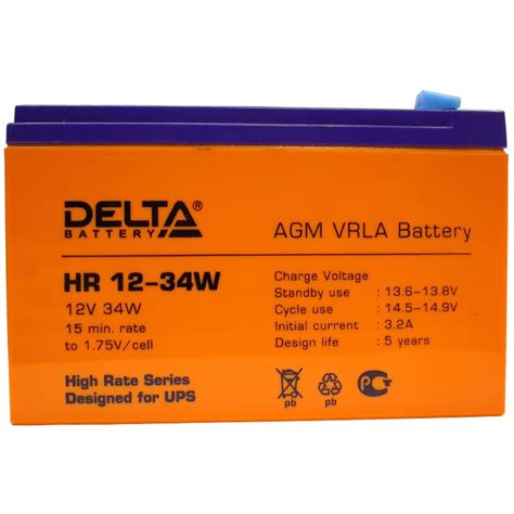 Аккумулятор Delta HR 12-34 W — купить, цена, отзывы, характеристики