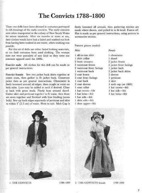 Australian Costume for Dolls 1788 - 1988 Doll Cloth Book Fits 11 1/2