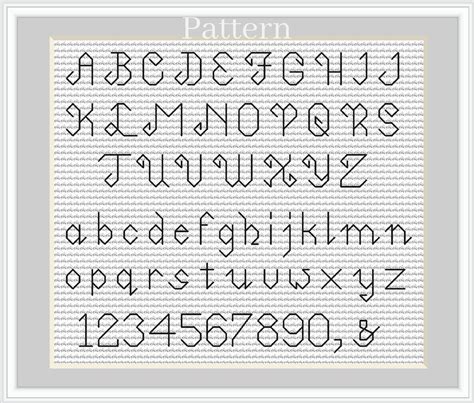 Backstitch Alphabet Cross Stitch Font Back Stitch Alphabet Etsy Uk