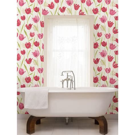 Brewster Kitchen And Bath Resource Iii 56 Sq Ft Pink Vinyl Floral