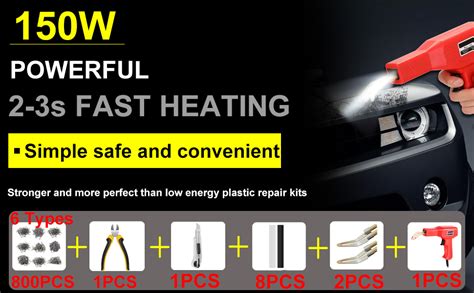 150W Upgraded Plastic Welder Plastic Welding Kit 800PCS Hot Stapler Plastic Repair Kit 2 In 1