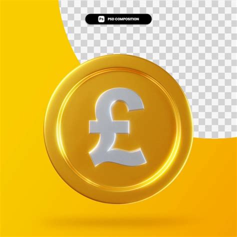 Premium Psd Golden Pound Coin D Rendering Isolated