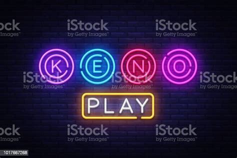 Keno Symbol Vector Keno Lottery Neon Sign Design Template Modern Trend