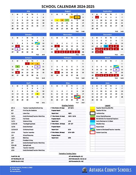 Autauga County Schools Calendar 2024-2025 in PDF - School Calendar Info