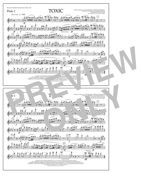 Toxic Arr Tom Wallace Flute 1 By Britney Spears Sheet Music For