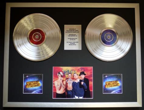 RED HOT CHILI PEPPERS DOUBLE CD PLATINUM RECORDS SIGNED PHOTO DISPLAY COA