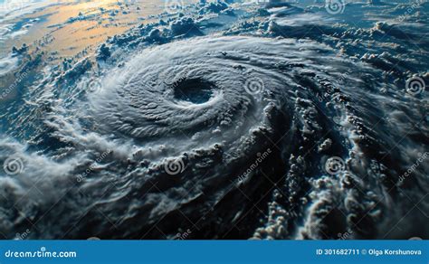 Aerial Satellite View of a Powerful Tropical Cyclone GenerativeAI Stock ...