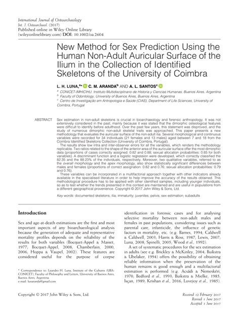 PDF Luna L C Aranda And A L Santos 2017 New Method For Sex