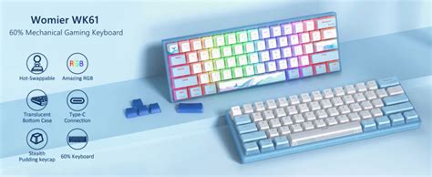 WOMIER WK Blue Ice Gaming Mechanical Keyboard Hot Swappable Hot Swap Keyboard Wire Ultra