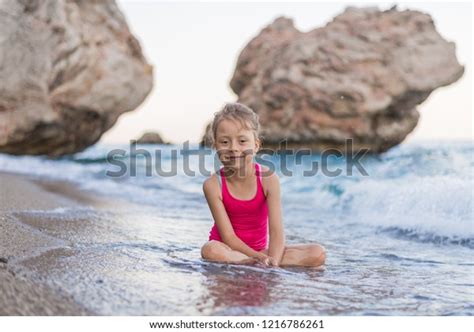 Happy Girl Pink Bright Swimsuit On Stock Photo 1216786261 | Shutterstock