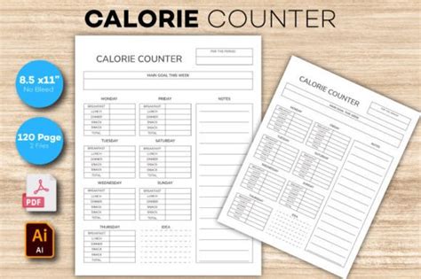 Calorie Counting Food Diary Notebook Graphic By Rakibs · Creative Fabrica