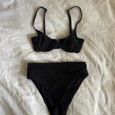 Zulu And Zephyr Bikini Set In Ribbed Black Great Depop