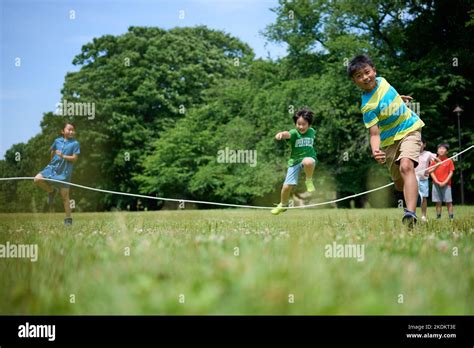 Japanese Kids At City Park Stock Photo Alamy