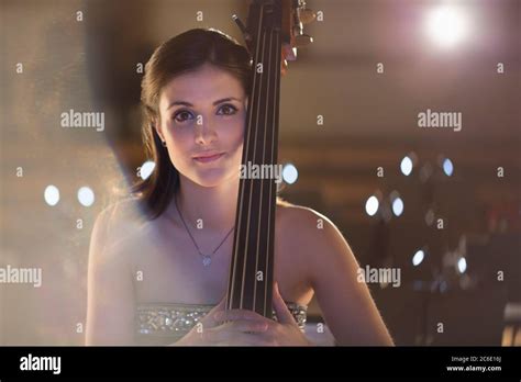 Portrait Of Double Bassist Stock Photo Alamy