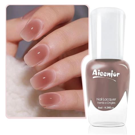 Amazon Aieenjor Jelly Nude Nail Polish Sheer Neutral Nude Nail Polish Water Based Low