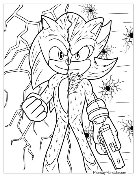 sonic shadow  silver coloring pages