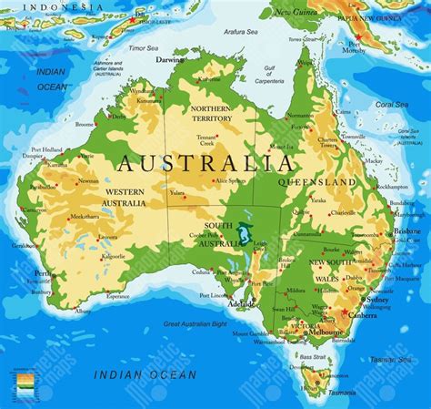 Magnetick Mapa Austr Lie Geografick Farebn