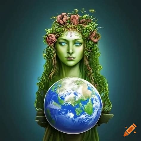Greek goddess gaia with the earth in the background on Craiyon