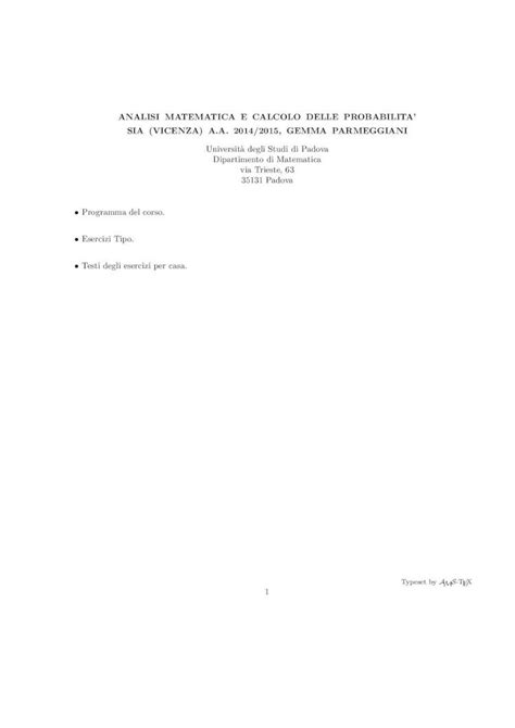 PDF ANALISI MATEMATICA E CALCOLO DELLE PROBABILITAparmeggi Stat3