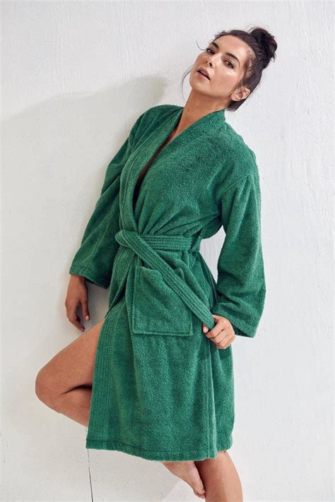 Womens Terry Green Bathrobe Kimono Style Wholesale Bathrobes Spa