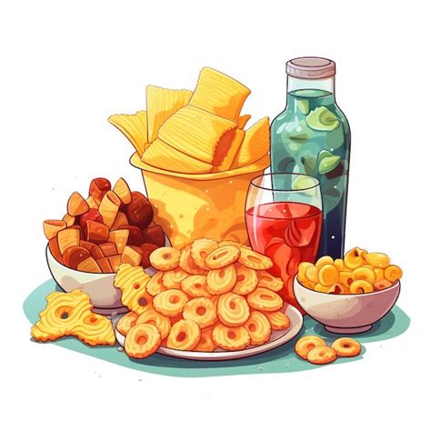 Comida Merienda Ilustraci N Vector Comer Set Icono Aislado Dulce Postre