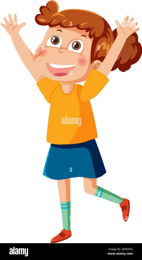 Happy Cute Girl Cartoon Character Illustration Stock Vector Image And Art