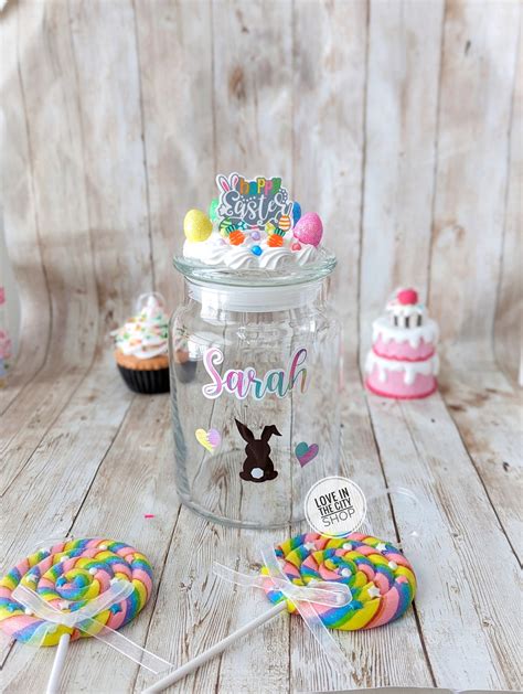 Easter Candy Jar, Easter Cookie Jar, Easter Jar, Easter Bunny, Girl ...