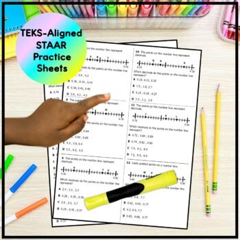 Teks H Decimals On A Number Line Practice Sheets By The Five Staar