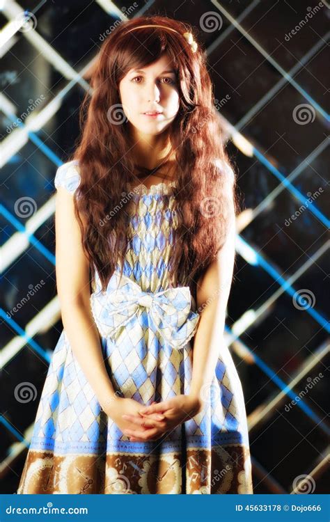 Very Gentle Beautiful Girl In Style Of An Anime Stock Photo Image Of Brunette Girl 45633178