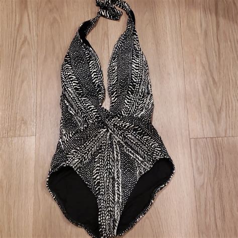 Robin Piccone Swim Robin Piccone Halter One Piece Swimsuit Sz4 Blk Brandnew Poshmark