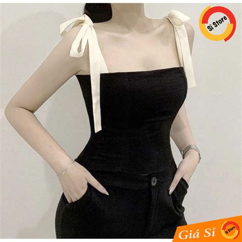 Áo Croptop Dây Vai Nơ ĐEN DÂY NƠ NUDE Shopee Việt Nam