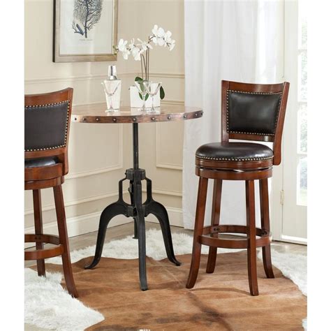 Safavieh Lazzaro 29 In Walnut Swivel Cushioned Bar Stool Fox7012d