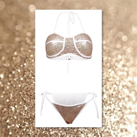 Glam Squad You Swim Just In Pc Gold Sequin Bikini Bathing Suit Poshmark