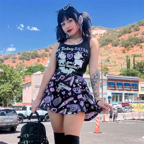 Pastel Goth Guns And Knives Skater Skirt Too Fast