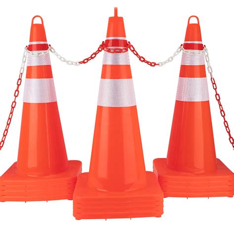 12 Pack Of 28 Inch Pvc Safety Traffic Cones For Construction And