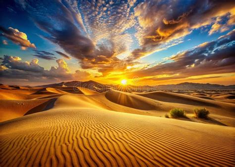Epic Sahara Sunset Over Sand Dunes a Stunning Desert Landscape Captured ...