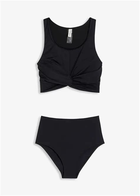 Mooie Gedessineerde Bralette Bikini In Wikkellook Zwart
