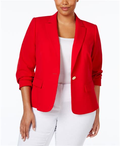 Calvin klein Plus Size One-button Blazer in Red | Lyst