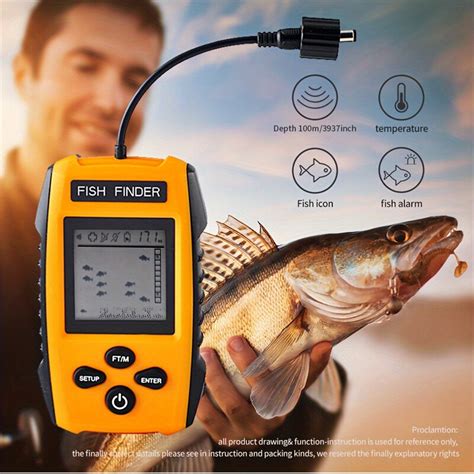 TL88E Fish Finder 100M Portable Sonar Fish Finders 45 Degrees Sonar ...