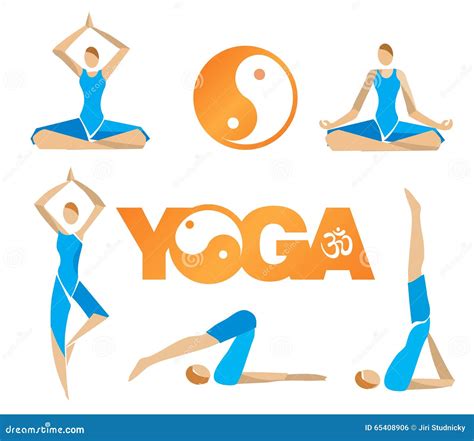 Yoga Icons Symbols Stock Vector Illustration Of Breathing 65408906