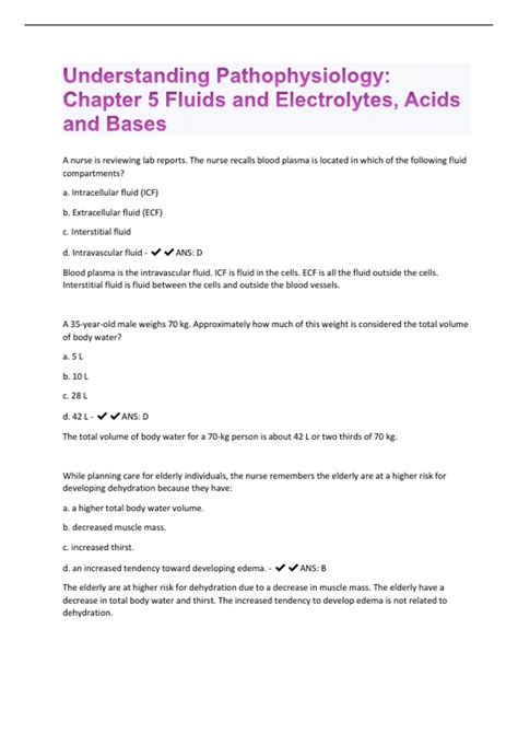 Pathophysiology Electrolytes Fluid Balance Acids And Bases Diagram Hot Sex Picture