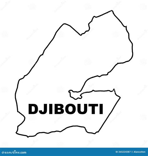 Djibouti Country Outline Map Cartoon Vector | CartoonDealer.com #265224387