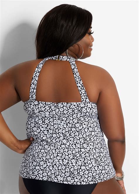 Trendy Plus Size Leilani Plus H Back Tankini Floral Slimming Swim Tops